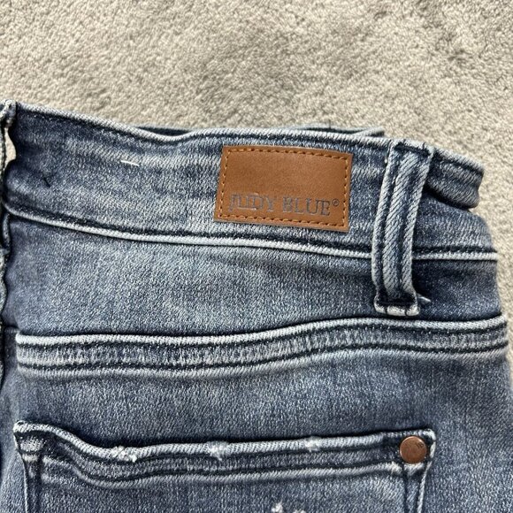 Judy Blue Jeans Womens 3 / 26 Boyfriend Fit Medium Wash Stretch Denim Distressed - Picture 2 of 16